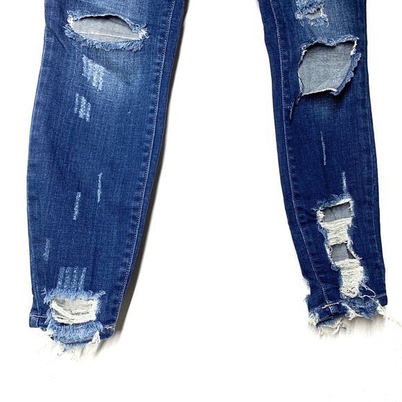 Cello Ultra Distressed Mid-rise Dark Denim Jeans - Picture 3 of 7